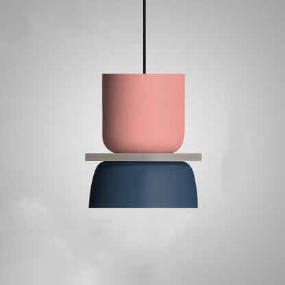 Single-Bulb Metal Hanging Fixture with Adjustable Cord in Vibrant Two-Tone Hues for Kitchen Island Dining Room Bedroom