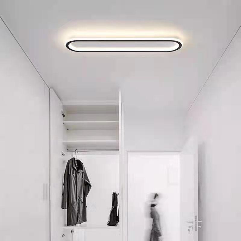 Plafonnier LED encastré ovale extra-plat noir et blanc pour chambre, couloir, entrée, foyer, éclairage contemporain, moderne et minimaliste