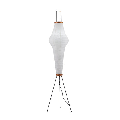 Japanese-Inspired Paper Floor Lamp White Mulberry Shade Tall Standing Light for Living Room Bedroom Reading Nook Sculptural Accent
