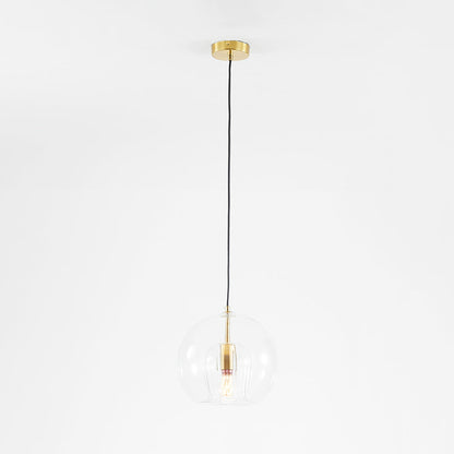 Spherical Glass Hanging Light with Metal Mount for Dining Room & Bedroom Ambient Lighting