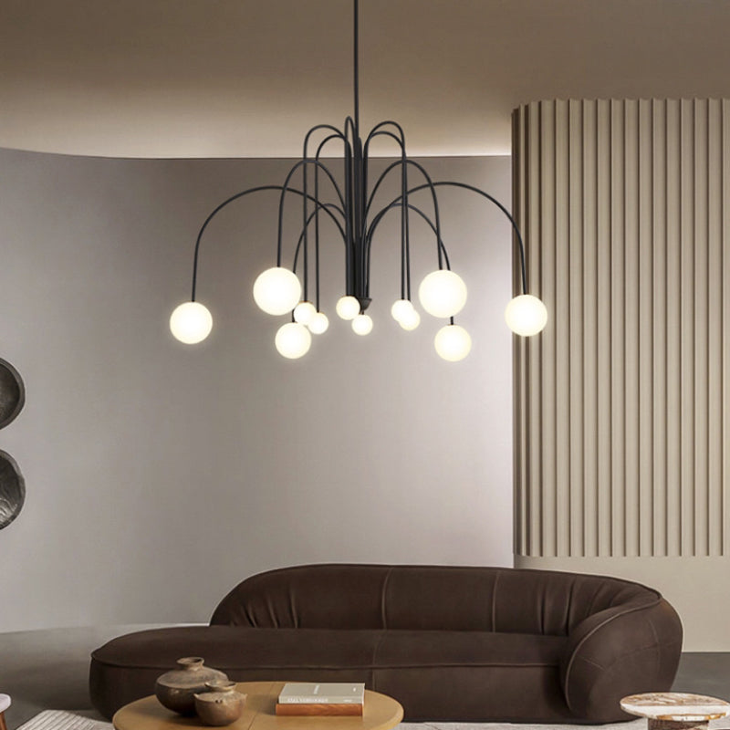 Multi-Pendant Glass Chandelier for Dining Room & Living Room – Adjustable Height Suspension Fixture with LED Bulbs