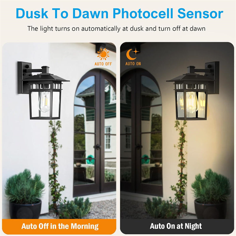 Outdoor Sconce Lantern E27 Socket Cast Metal Housing 15 in Height Weather Resistant Fixture for Entryway Porch Patio Garden Pathway Lighting