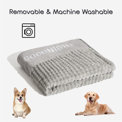 Plush Bolster Pet Lounger with Supportive Rim for Medium to Large Dogs – Cushioned Sleeping Pad in Brown – Removable Washable Cover – 31 × 2