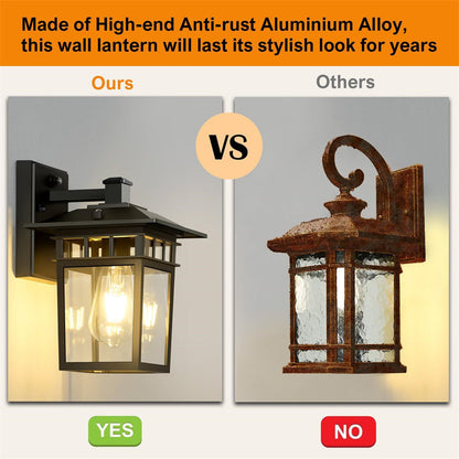 Outdoor Sconce Lantern E27 Socket Cast Metal Housing 15 in Height Weather Resistant Fixture for Entryway Porch Patio Garden Pathway Lighting