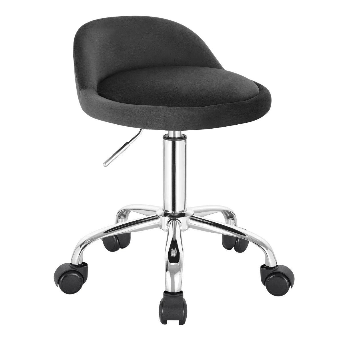Chaise de bureau rembourrée à roulettes, hauteur réglable de 21 à 26 pouces, siège pivotant compact pour coiffeuse, salon, espace de travail, studio et bureau à domicile