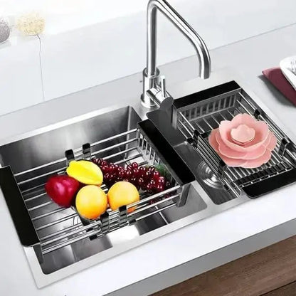 Over-Sink Dish Drying Rack Expandable Stainless Steel for Kitchen Counter Space Saving Drainer Basket