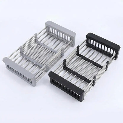 Over-Sink Dish Drying Rack Expandable Stainless Steel for Kitchen Counter Space Saving Drainer Basket