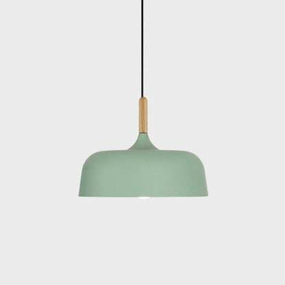 Hanging Ceiling Lamp Adjustable Wood Metal Dome Shade 12.6 Inch for Kitchen Island Dining Room Table Modern Minimalist Scandinavian Style