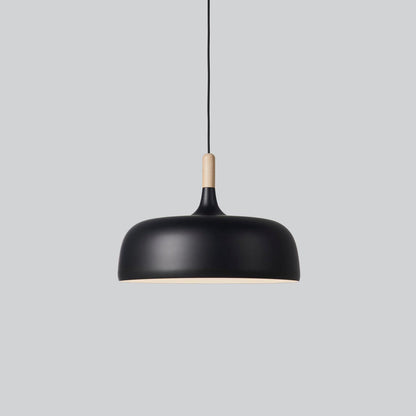 Hanging Ceiling Light Fixture with Wood Trim & Metal Shade for Kitchen Island, Dining Table, Breakfast Bar — Dimmable Compatible, Adjustable