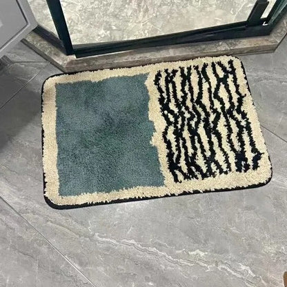 Non-Slip Bathroom Rug 20x32 Inch Multicolor Abstract Polyester Acrylic Shower Mat for Bath Tub Toilet Area Machine Washable Floor Covering M