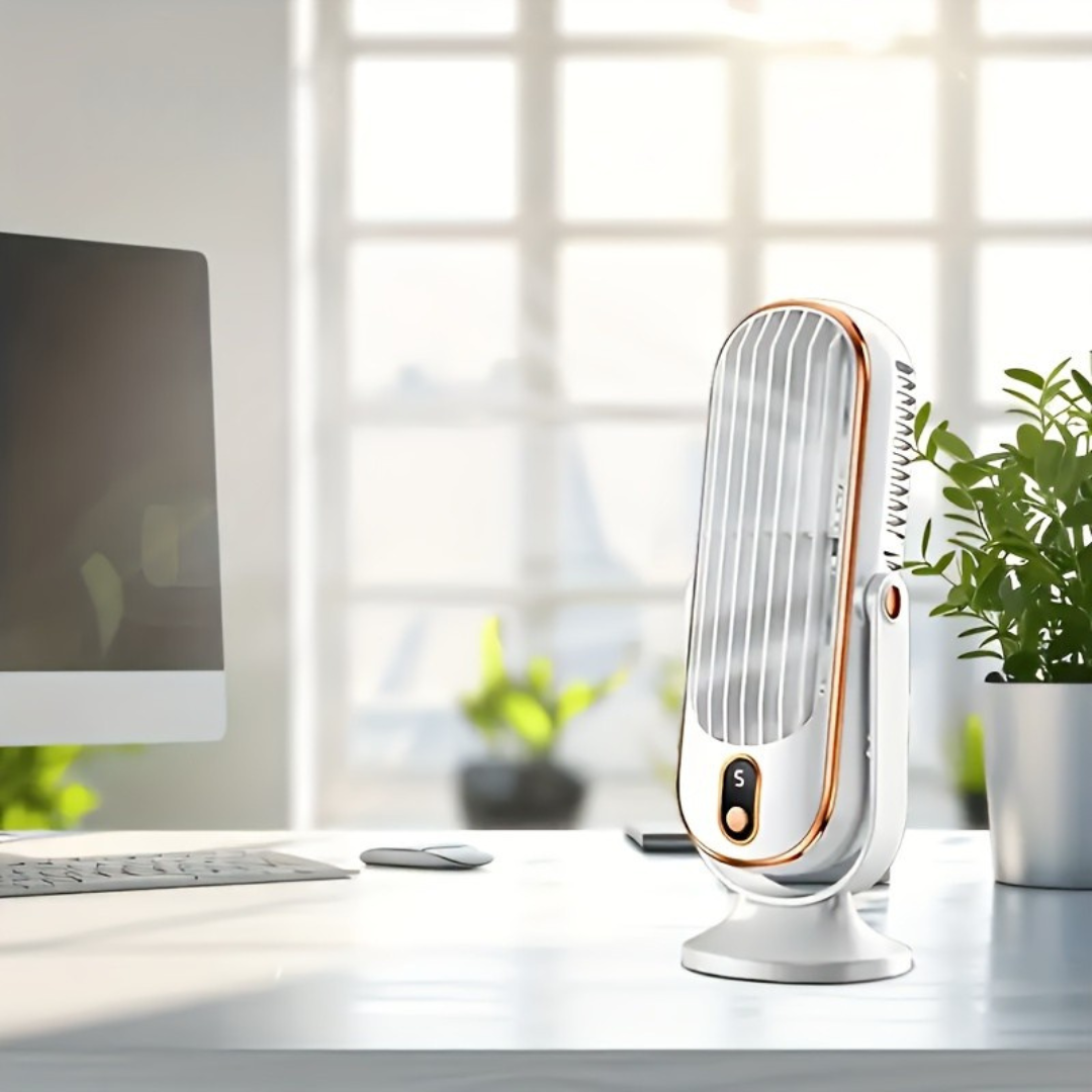 Rechargeable Portable Desk Fan with 720° Rotation & 8-Hour Battery – Quiet USB Travel Cooling Fan for Home, Office & Camping