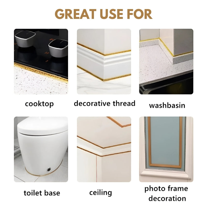Decorative Tile Grout Line Cover Tape 236 in Self-Adhesive Mold-Resistant Sealer for Kitchen Bathroom White Black Gold Gray Silver Rose Gold