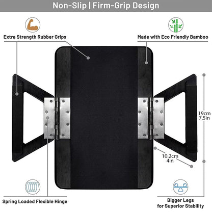 Bamboo Sofa Arm Tray with Adjustable Clip – Couch Side Table for Drinks, Snacks & Remote – No Assembly Armrest Caddy Organizer