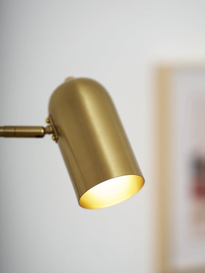 Swing-Arm Reading Sconce with Rotating Shade Metal Plug-In Fixture Black & Gold Finish for Bedroom Living Room Study Nook Task Lighting