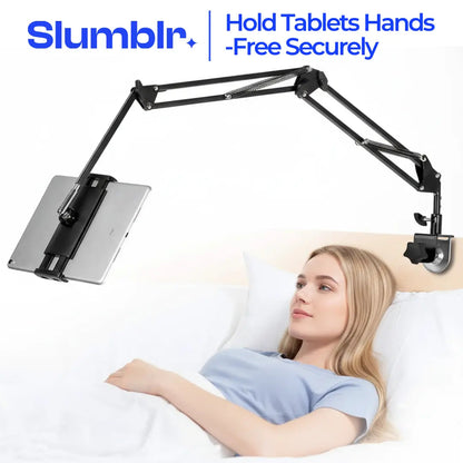 Ortekor Adjustable Tablet Holder with Rotatable Arm & Sturdy Metal Base for Hands-Free Viewing