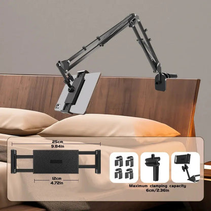Ortekor Adjustable Tablet Holder with Rotatable Arm & Sturdy Metal Base for Hands-Free Viewing