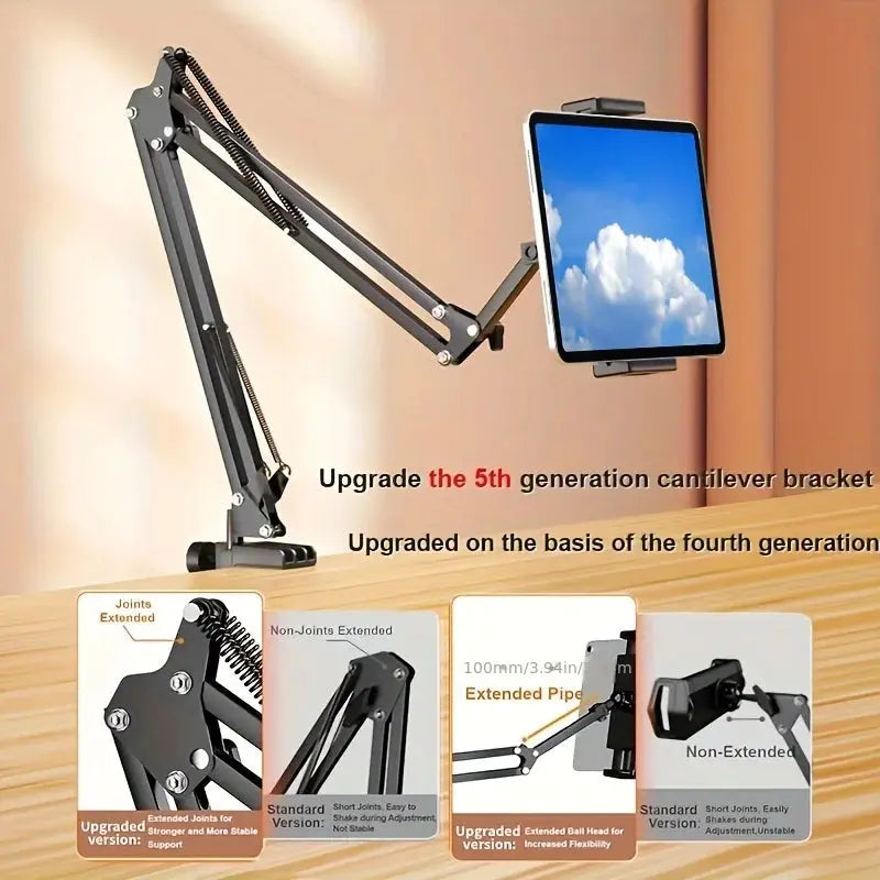 Ortekor Adjustable Tablet Holder with Rotatable Arm & Sturdy Metal Base for Hands-Free Viewing