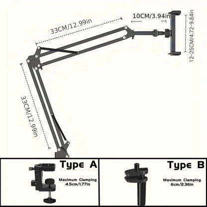 Ortekor Adjustable Tablet Holder with Rotatable Arm & Sturdy Metal Base for Hands-Free Viewing