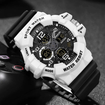 Montre numérique avec grand cadran de 54,6 mm, montre militaire étanche 5 bars, montre de sport robuste pour l'extérieur