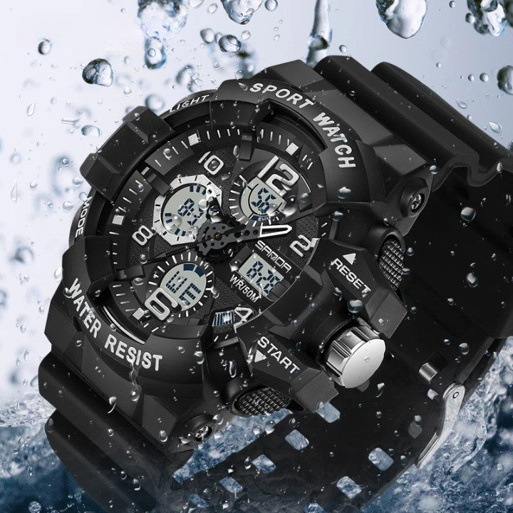 Montre numérique avec grand cadran de 54,6 mm, montre militaire étanche 5 bars, montre de sport robuste pour l'extérieur