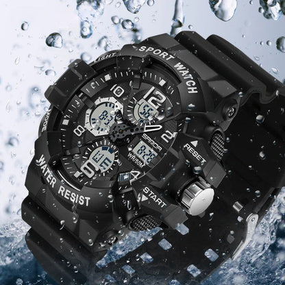 Montre numérique avec grand cadran de 54,6 mm, montre militaire étanche 5 bars, montre de sport robuste pour l'extérieur