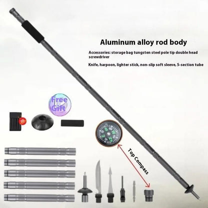 Adventure Ready | Tactical Hiking Pole with Multi-Tool Functionality | Lightweight & Foldable for Outdoor Adventures