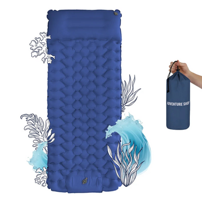 Camping Sleeping Mat Ultralight with Integrated Pump, Inflatable Sleeping Pad for Backpacking, Compact Sleeping Pad 8 cm