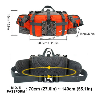 Prêt pour l'aventure | Sac banane de randonnée imperméable avec double porte-bouteille | Design spacieux pour un mode de vie actif