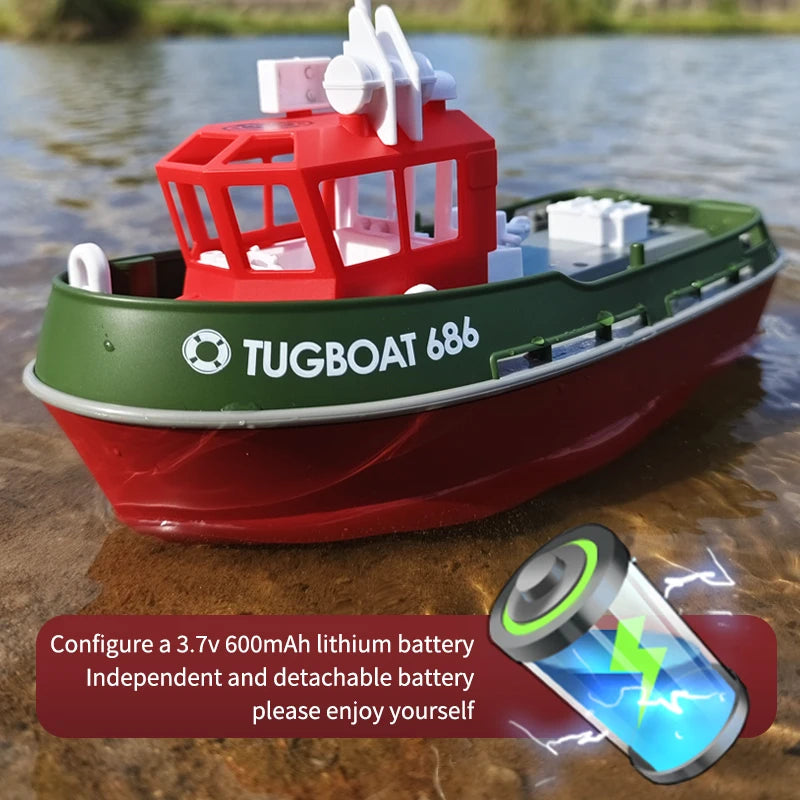 Remorqueur Aventure | Bateau radiocommandé avec deux moteurs et contrôle longue portée | Conception durable pour des jeux aquatiques palpitants