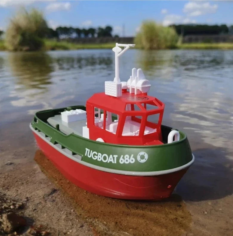 Remote Control Tugboat for Kids & Adults with Twin Motors, 164 ft Range, 5 mph Speed for Pool, Lake & Pond Racing