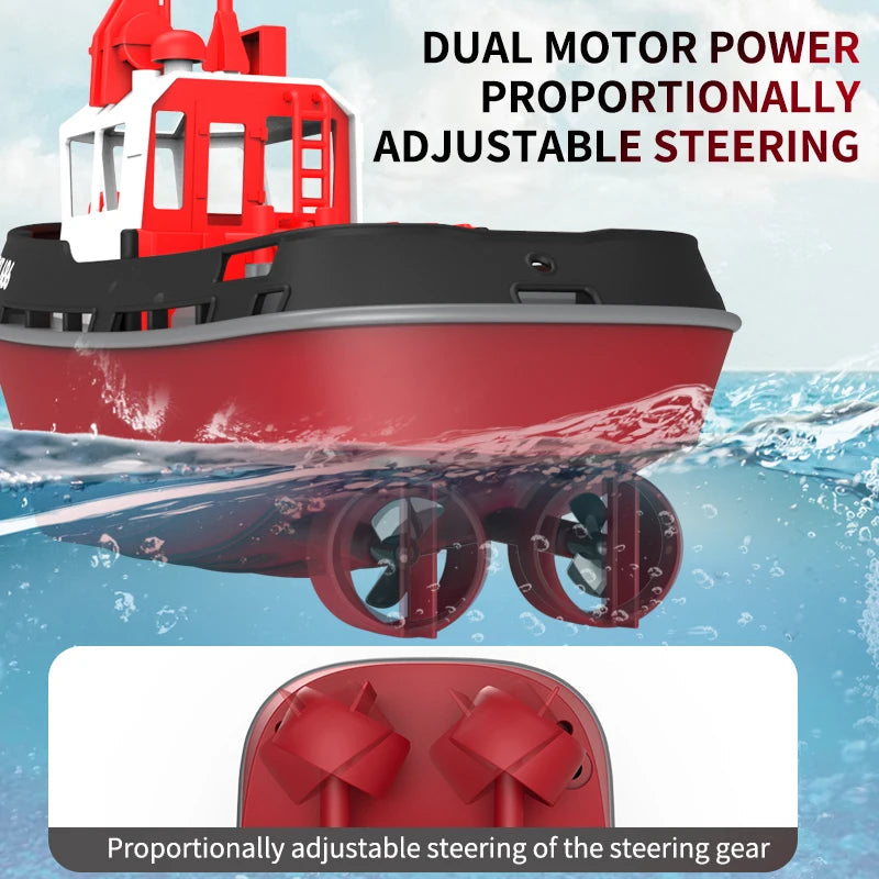 Remote Control Tugboat with Dual Motors – 164 ft Range Water RC Boat for Outdoor Pool & Lake Action