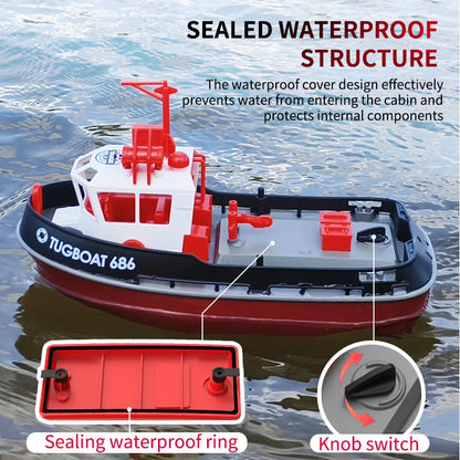 Remorqueur Aventure | Bateau radiocommandé avec deux moteurs et contrôle longue portée | Conception durable pour des jeux aquatiques palpitants
