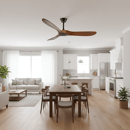 DC Motor Ceiling Fan with Wooden Blades 42 or 52 Inch Diameter Remote Control Indoor Air Circulation for Bedrooms Living Rooms Offices Low N