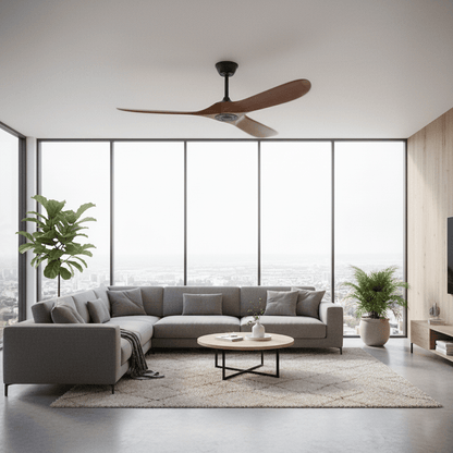 DC Motor Ceiling Fan with Wooden Blades 42 or 52 Inch Diameter Remote Control Indoor Air Circulation for Bedrooms Living Rooms Offices Low N