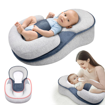 Baby Lounger Newborn Anti Reflux with Adjustable Incline Roller, Infant Lounger Pillow 3D Mesh, Baby Pillow for Colic