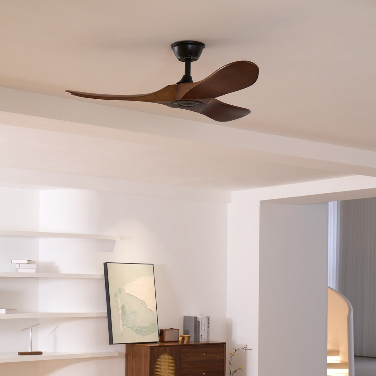 Wooden Blade Ceiling Fan with Remote 42-52 Inch 6-Speed Reversible Indoor Cooling Fan Vintage Farmhouse Style for Bedroom Living Room