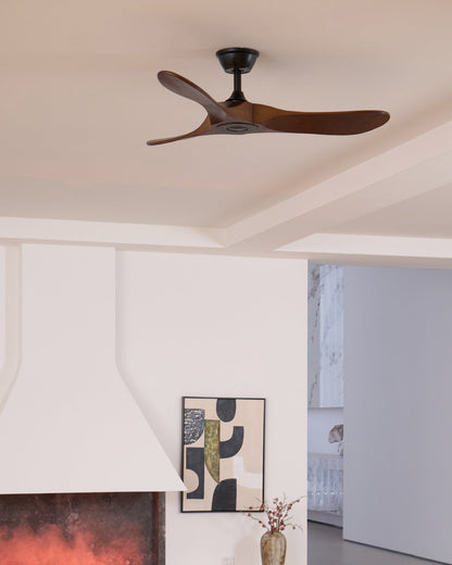 DC Motor Ceiling Fan with Wooden Blades 42 or 52 Inch Diameter Remote Control Indoor Air Circulation for Bedrooms Living Rooms Offices Low N