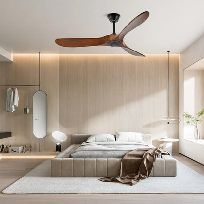 Wooden Blade Ceiling Fan with Remote 42-52 Inch 6-Speed Reversible Indoor Cooling Fan Vintage Farmhouse Style for Bedroom Living Room