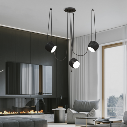 Ceiling Pendant Light Fixture with Adjustable Heads and Cable, 10W LED Dimmable Hanging Lamp, Black Aluminum Modern Lighting for Kitchen Isl