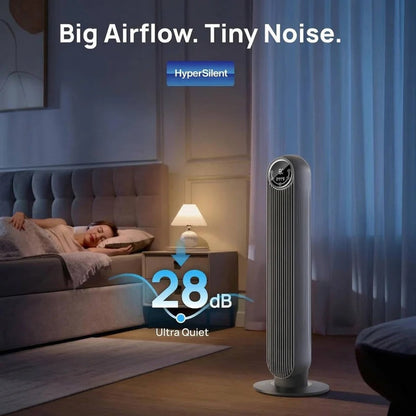 AirFlowMax | Bladeless Tower Fan with 8 Speed Options & 4 Modes | Whisper-Quiet Operation for Peaceful Living