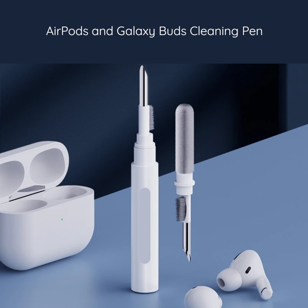 Wireless Earbuds Cleaning Tool 3-in-1 Pen with Brush, Sponge & Metal Tip for AirPods, Galaxy Buds & Charging Cases