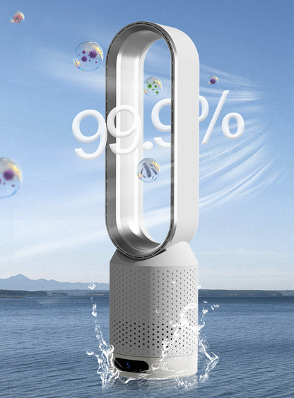 Bladeless Tower Air Cooler with Purifier & Oscillation – 8-Speed Whisper-Quiet Cooling Fan for Bedroom, Living Room & Office – Safe Design