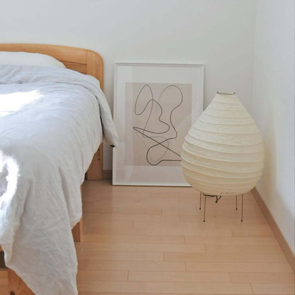 Floor-Standing Paper Shade Light 24 Inches Tall Bedroom Nightstand Illumination Japanese-Inspired Accent Fixture Sculptural Living Room Corn