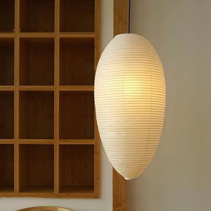 Hanging Ceiling Fixture with Translucent Rice Paper Lampshade 11.4"×19.7" for Dining Room Kitchen Bedroom Ambient Overhead Lighting