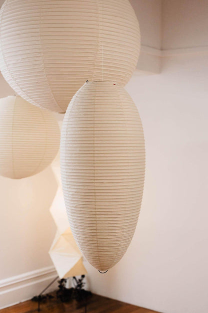 Hanging Ceiling Fixture with Translucent Rice Paper Lampshade 11.4"×19.7" for Dining Room Kitchen Bedroom Ambient Overhead Lighting