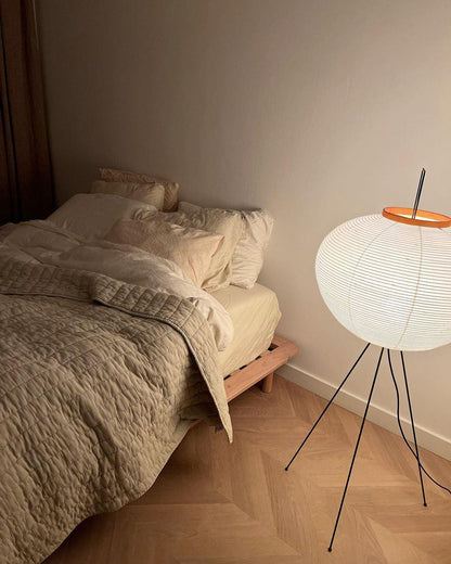 Handcrafted Paper Shade Tripod Standing Lamp 20 in White for Living Room Bedroom Reading Nook Accent Light Japandi Minimalist Decor