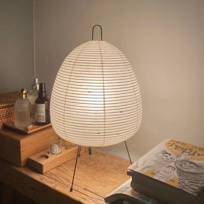 Handcrafted Paper Shade Desk Lamp 17 Inch White Soft Glow Accent Light E26 E27 Base for Bedroom Office Living Room Nightstand Reading Corner