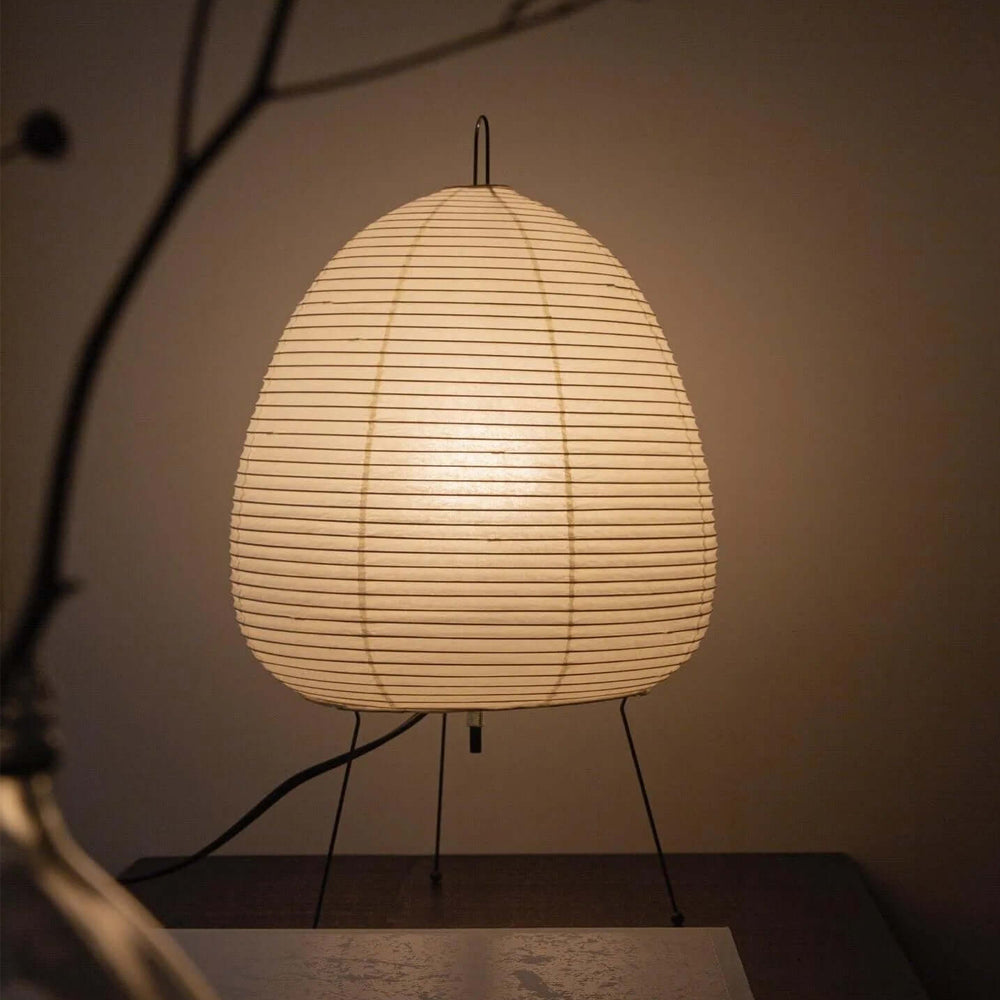 Handcrafted Paper Shade Accent Lamp 10 in Wide Warm Glow LED Bedside Nightlight for Bedroom Office Desktop Reading Nook Minimalist Japanese
