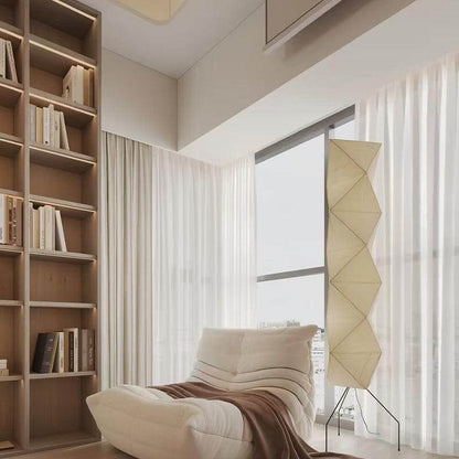 Tall Paper-Shade Standing Lamp 74 in Minimalist Accent Light Bedroom Corner Reading Lounge Space Japanese-Inspired Vertical Illumination