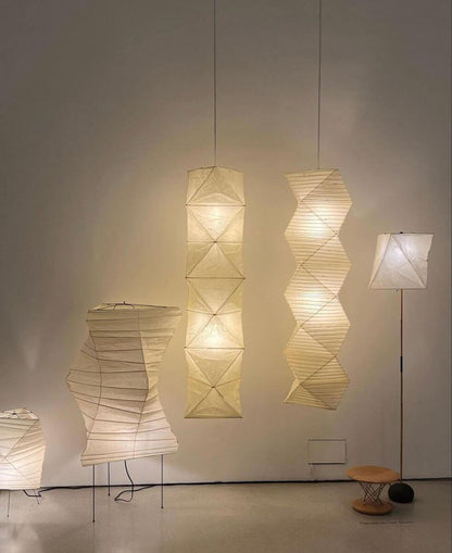 Tall Paper-Shade Standing Lamp 74 in Minimalist Accent Light Bedroom Corner Reading Lounge Space Japanese-Inspired Vertical Illumination